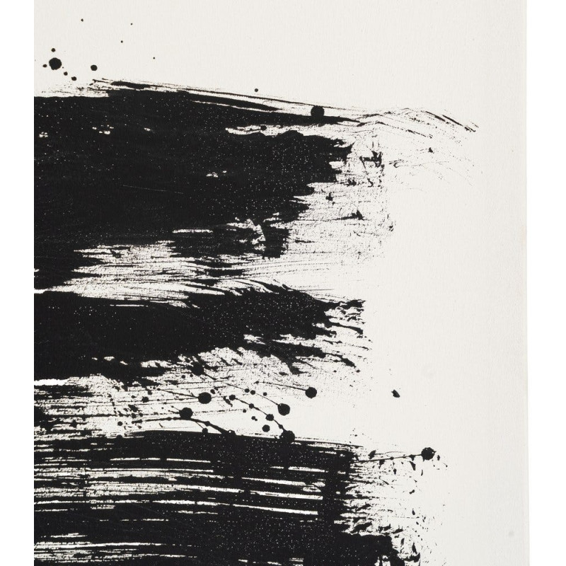 Lot de 2 Grandes Toiles murales peintes style abstrait 80x120 Beige Noir Brutéa 