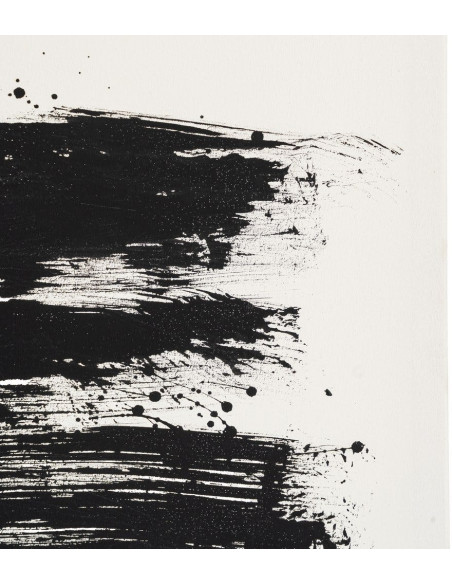 Lot de 2 Grandes Toiles murales peintes style abstrait 80x120 Beige Noir Brutéa 