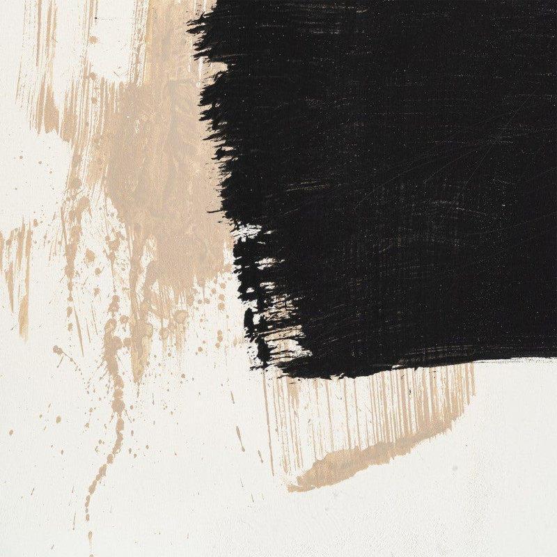 Lot de 2 Grandes Toiles murales peintes style abstrait 80x120 Beige Noir Brutéa 