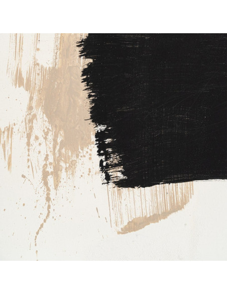 Lot de 2 Grandes Toiles murales peintes style abstrait 80x120 Beige Noir Brutéa 