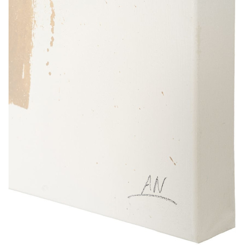 Lot de 2 Grandes Toiles murales peintes style abstrait 80x120 Beige Noir Brutéa 