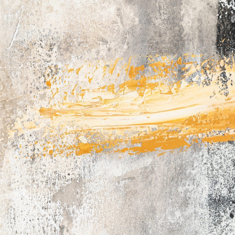 Lot de 2 Grandes Toiles murales peintes style abstrait 80x120 Noir Blanc crème Ocre Orvane 