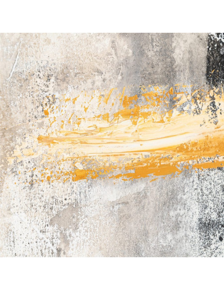 Lot de 2 Grandes Toiles murales peintes style abstrait 80x120 Noir Blanc crème Ocre Orvane 