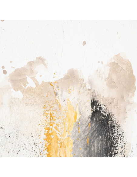 Lot de 2 Grandes Toiles murales peintes style abstrait 80x120 Noir Blanc crème Ocre Orvane 