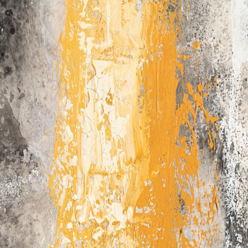 Lot de 2 Grandes Toiles murales peintes style abstrait 80x120 Noir Blanc crème Ocre Orvane 