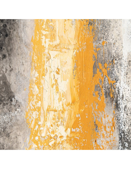 Lot de 2 Grandes Toiles murales peintes style abstrait 80x120 Noir Blanc crème Ocre Orvane 