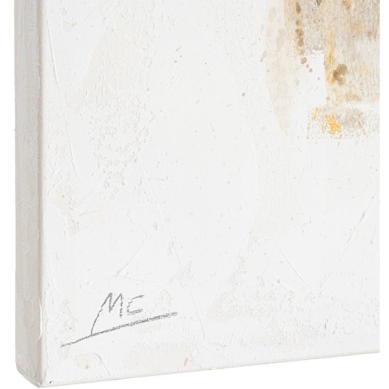 Lot de 2 Grandes Toiles murales peintes style abstrait 80x120 Noir Blanc crème Ocre Orvane 