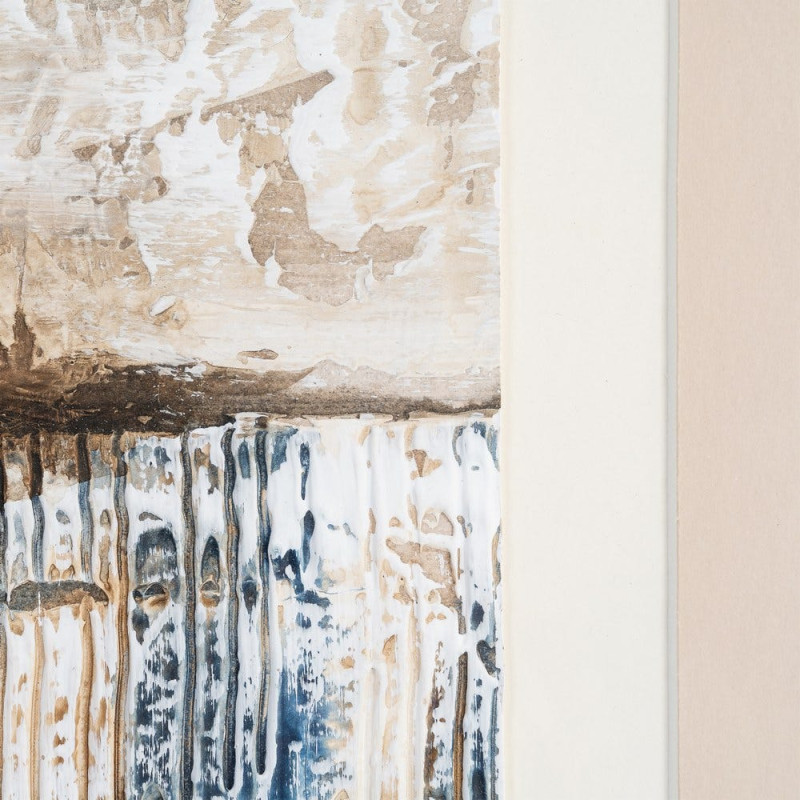 Lot de 4 Toiles murales peintes sous verre motif abstrait Cadre en bois d'ayous noir 44x50 Marélya 