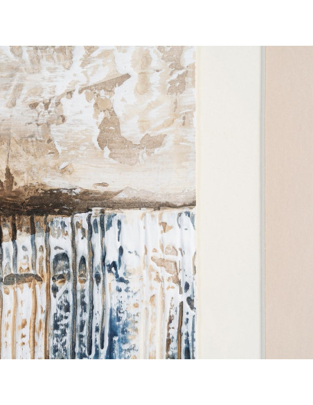 Lot de 4 Toiles murales peintes sous verre motif abstrait Cadre en bois d'ayous noir 44x50 Marélya 