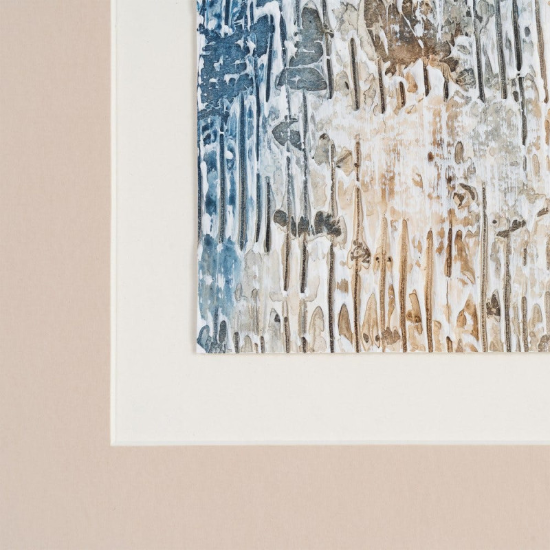 Lot de 4 Toiles murales peintes sous verre motif abstrait Cadre en bois d'ayous noir 44x50 Marélya 