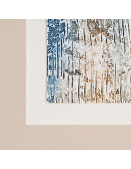 Lot de 4 Toiles murales peintes sous verre motif abstrait Cadre en bois d'ayous noir 44x50 Marélya 