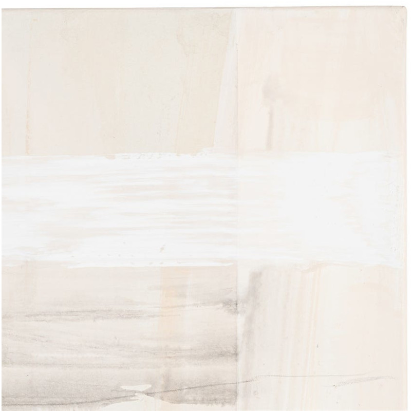 Grande Toile murale peinte design abstrait 120x160 Beige Blanc Noir Sabléa 