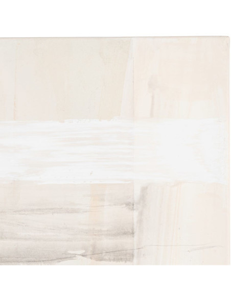 Grande Toile murale peinte design abstrait 120x160 Beige Blanc Noir Sabléa 
