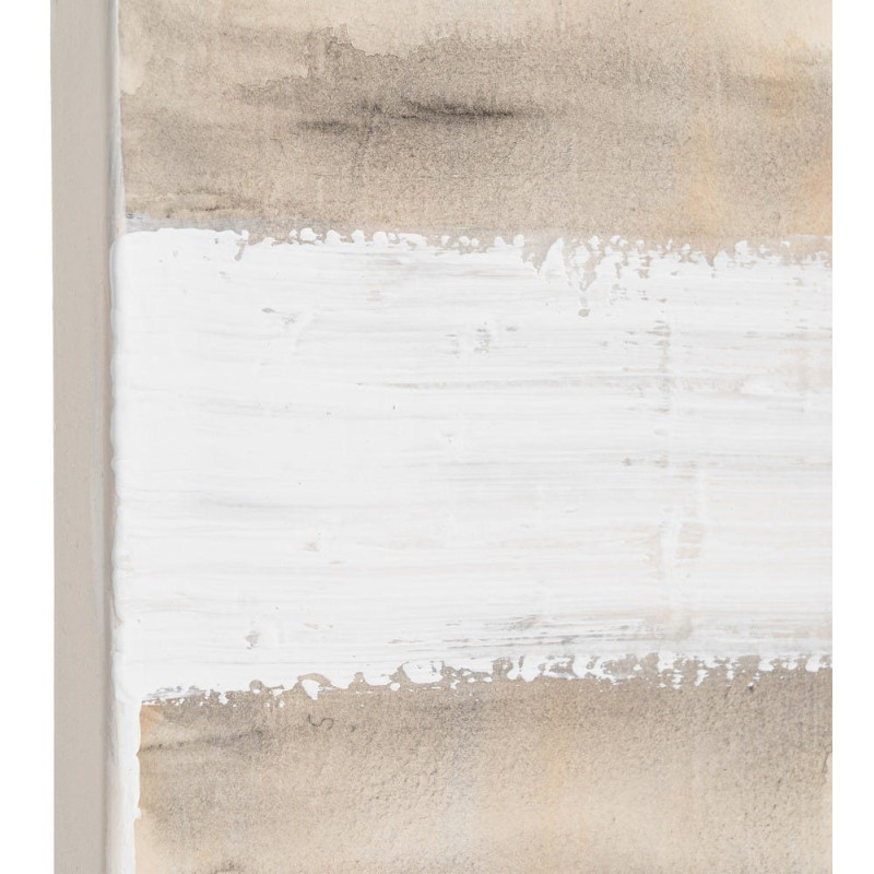 Grande Toile murale peinte design abstrait 120x160 Beige Blanc Noir Sabléa 