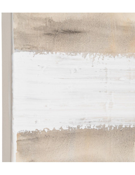 Grande Toile murale peinte design abstrait 120x160 Beige Blanc Noir Sabléa 