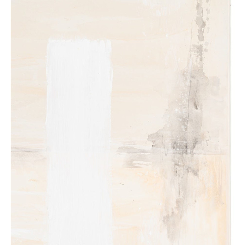 Grande Toile murale peinte design abstrait 120x160 Beige Blanc Noir Sabléa 