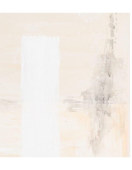 Grande Toile murale peinte design abstrait 120x160 Beige Blanc Noir Sabléa 
