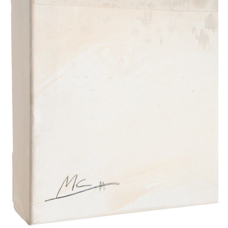 Grande Toile murale peinte design abstrait 120x160 Beige Blanc Noir Sabléa 