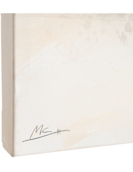 Grande Toile murale peinte design abstrait 120x160 Beige Blanc Noir Sabléa 