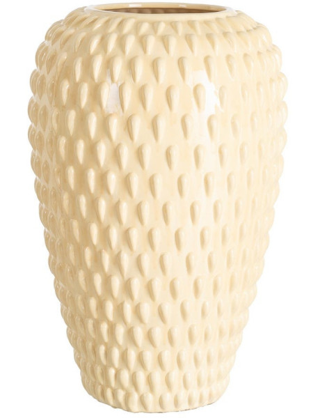 Grand Vase XXL design moderne Conique H 52 cm Céramique Blanc crème Motif picots Zafirio 