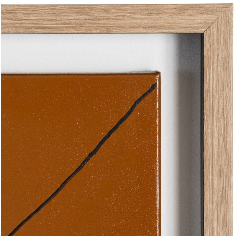 Grande Toile murale peinte moderne cubiste 174x74 Cadre en bois d'ayous naturel Marron Rouge Blanc Humafra 