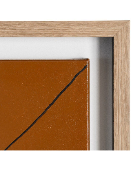 Grande Toile murale peinte moderne cubiste 174x74 Cadre en bois d'ayous naturel Marron Rouge Blanc Humafra 