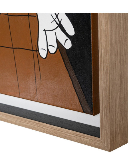 Grande Toile murale peinte moderne cubiste 174x74 Cadre en bois d'ayous naturel Marron Rouge Blanc Humafra 