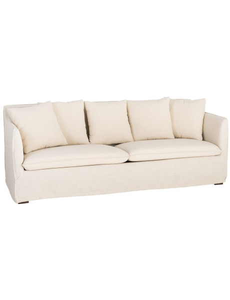 Canapé design contemporain Droit 3 places 215 cm Tissu Beige Bois massi Nubéa 