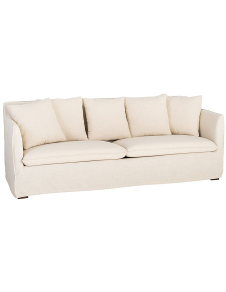 Canapé design contemporain Droit 3 places 215 cm Tissu Beige Bois massi Nubéa 