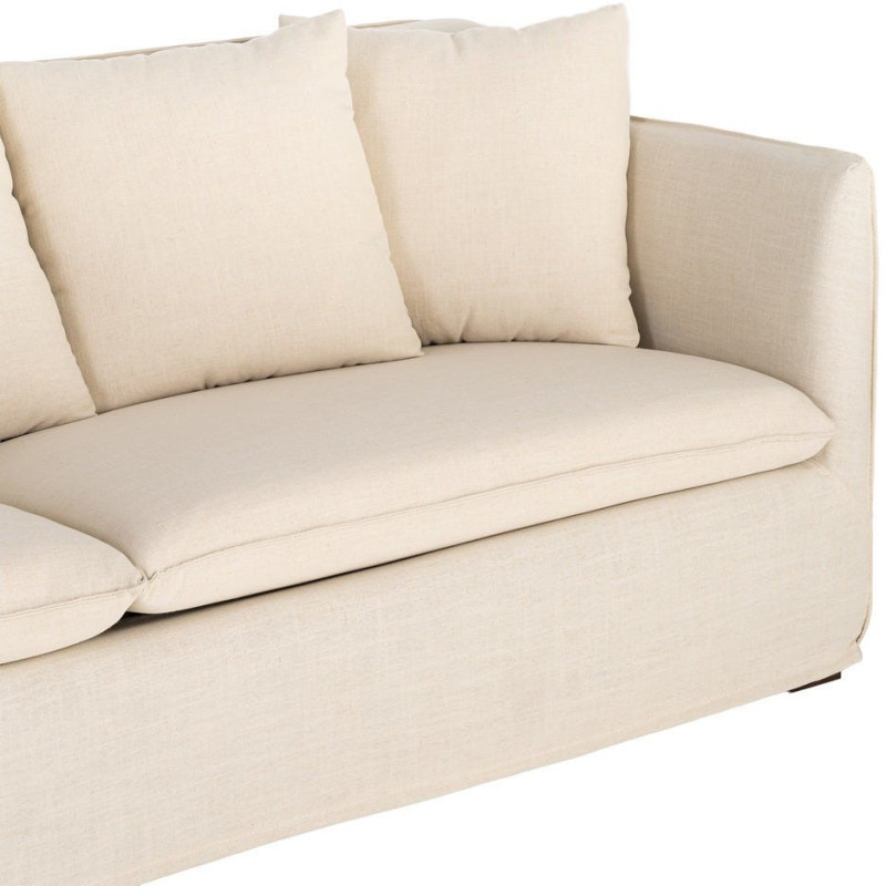 Canapé design contemporain Droit 3 places 215 cm Tissu Beige Bois massi Nubéa 