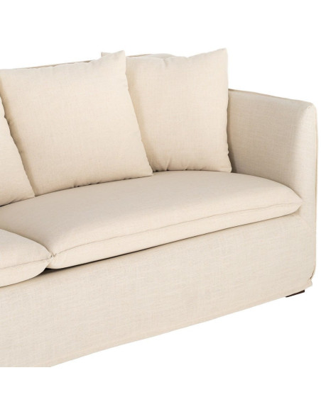 Canapé design contemporain Droit 3 places 215 cm Tissu Beige Bois massi Nubéa 