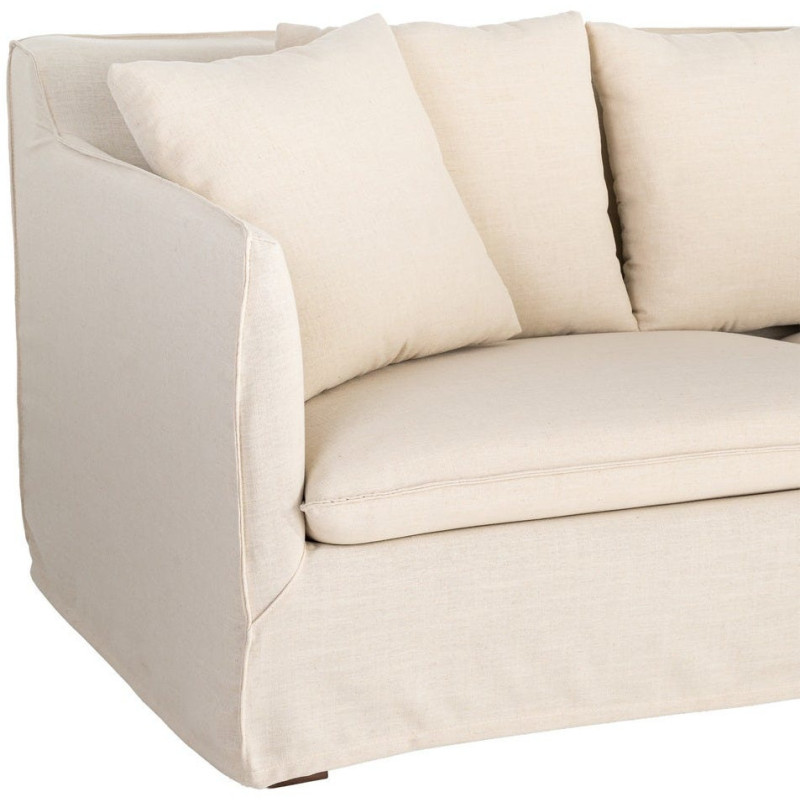 Canapé design contemporain Droit 3 places 215 cm Tissu Beige Bois massi Nubéa 