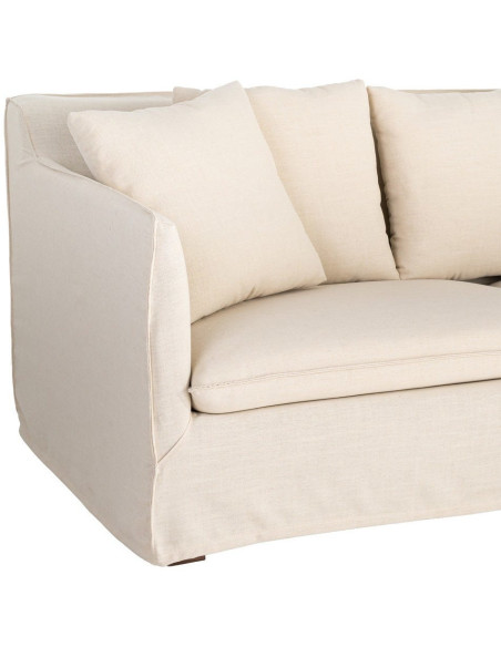 Canapé design contemporain Droit 3 places 215 cm Tissu Beige Bois massi Nubéa 