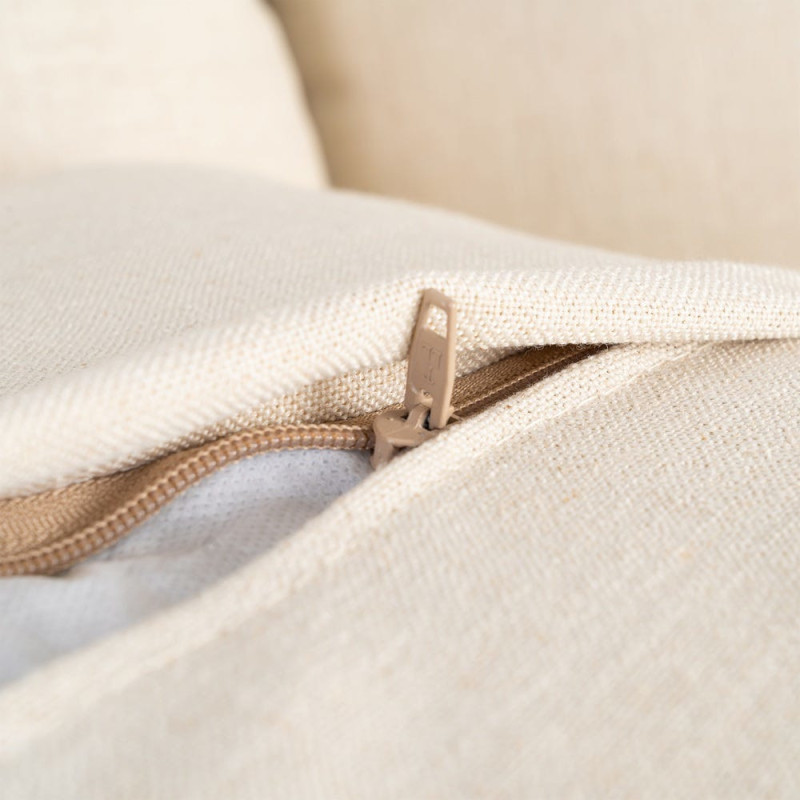 Canapé design contemporain Droit 3 places 215 cm Tissu Beige Bois massi Nubéa 