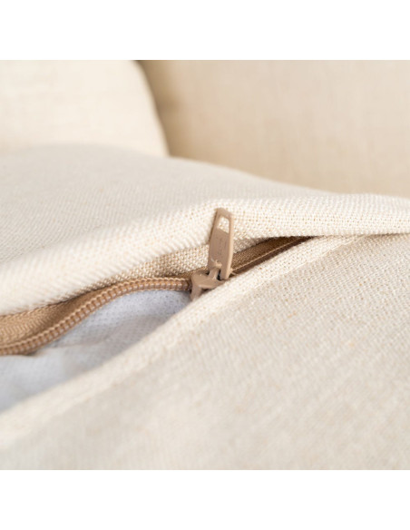 Canapé design contemporain Droit 3 places 215 cm Tissu Beige Bois massi Nubéa 