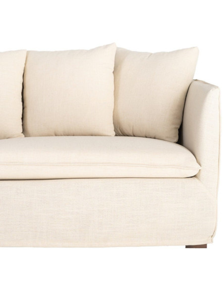 Canapé design contemporain Droit 3 places 215 cm Tissu Beige Bois massi Nubéa 