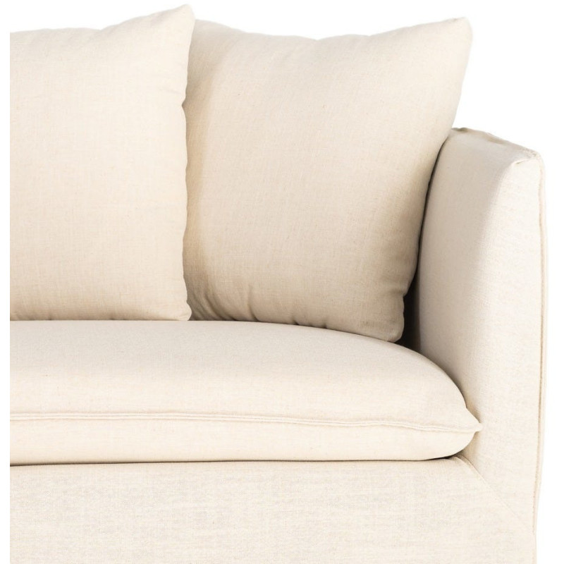 Canapé design contemporain Droit 3 places 215 cm Tissu Beige Bois massi Nubéa 