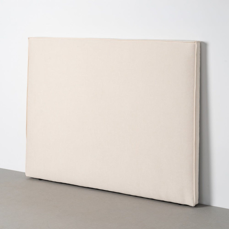 Tête de lit hôtel contemporain minimaliste Rectangulaire 2 personnes 160x122 Tissu Blanc crème Bois MDF Sabbia 