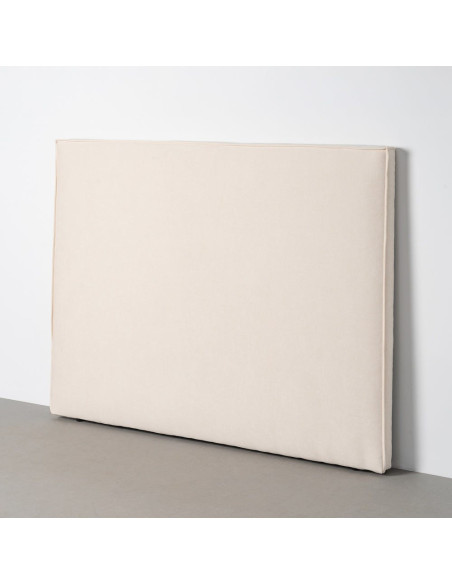 Tête de lit hôtel contemporain minimaliste Rectangulaire 2 personnes 160x122 Tissu Blanc crème Bois MDF Sabbia 