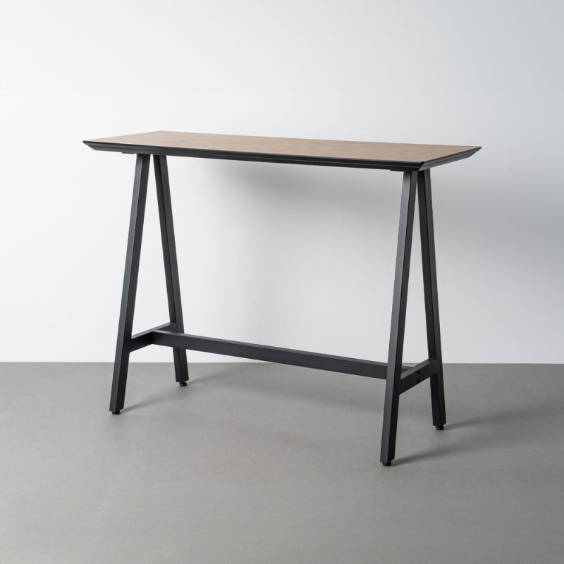 Table haute bistrot industriel Rectangulaire 4 personnes 138 cm Bois MDF Naturel Métal Noir Varcelo 