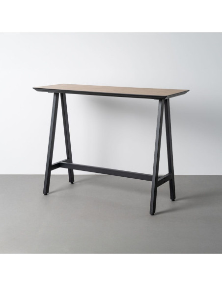 Table haute bistrot industriel Rectangulaire 4 personnes 138 cm Bois MDF Naturel Métal Noir Varcelo 