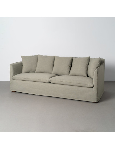 Canapé design contemporain Droit 3 places 215 cm Tissu Vert Bois massi Nubéa 