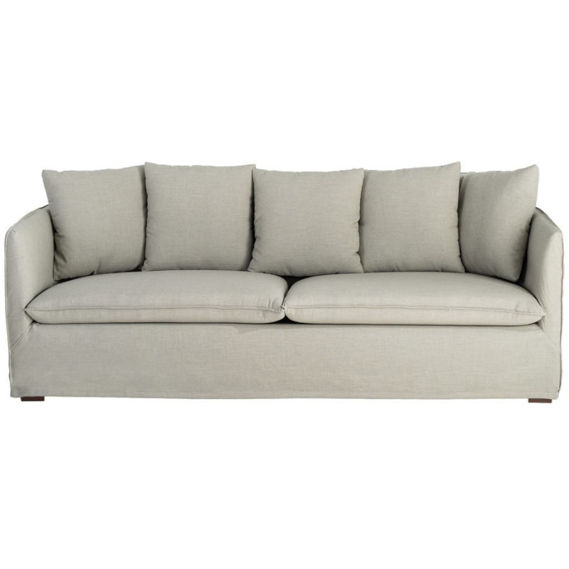 Canapé design contemporain Droit 3 places 215 cm Tissu Vert Bois massi Nubéa 