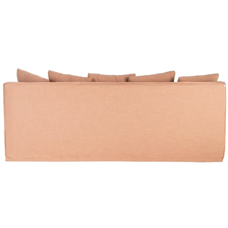 Canapé design contemporain Droit 3 places 215 cm Tissu Orange saumon Bois massi Nubéa 