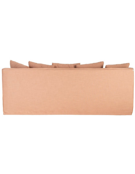 Canapé design contemporain Droit 3 places 215 cm Tissu Orange saumon Bois massi Nubéa 