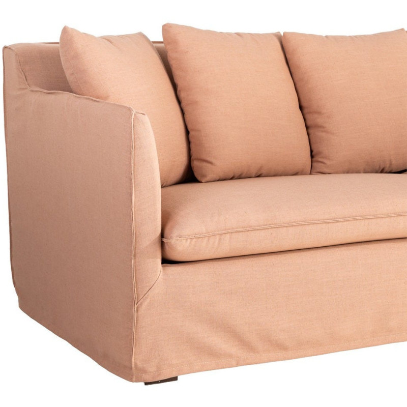 Canapé design contemporain Droit 3 places 215 cm Tissu Orange saumon Bois massi Nubéa 