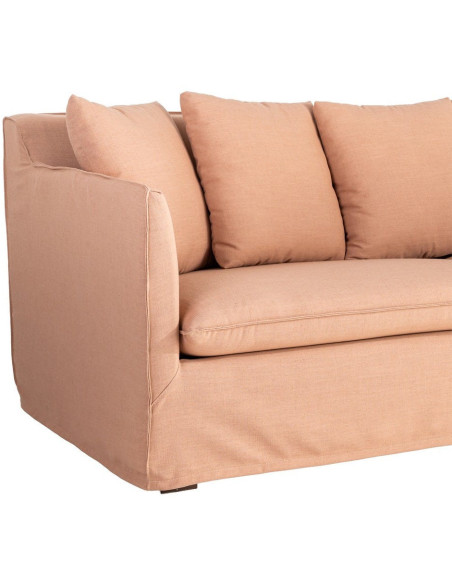 Canapé design contemporain Droit 3 places 215 cm Tissu Orange saumon Bois massi Nubéa 