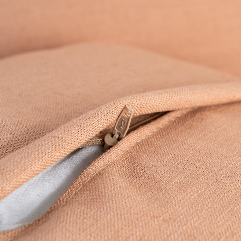 Canapé design contemporain Droit 3 places 215 cm Tissu Orange saumon Bois massi Nubéa 