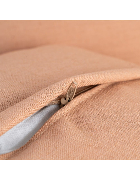 Canapé design contemporain Droit 3 places 215 cm Tissu Orange saumon Bois massi Nubéa 