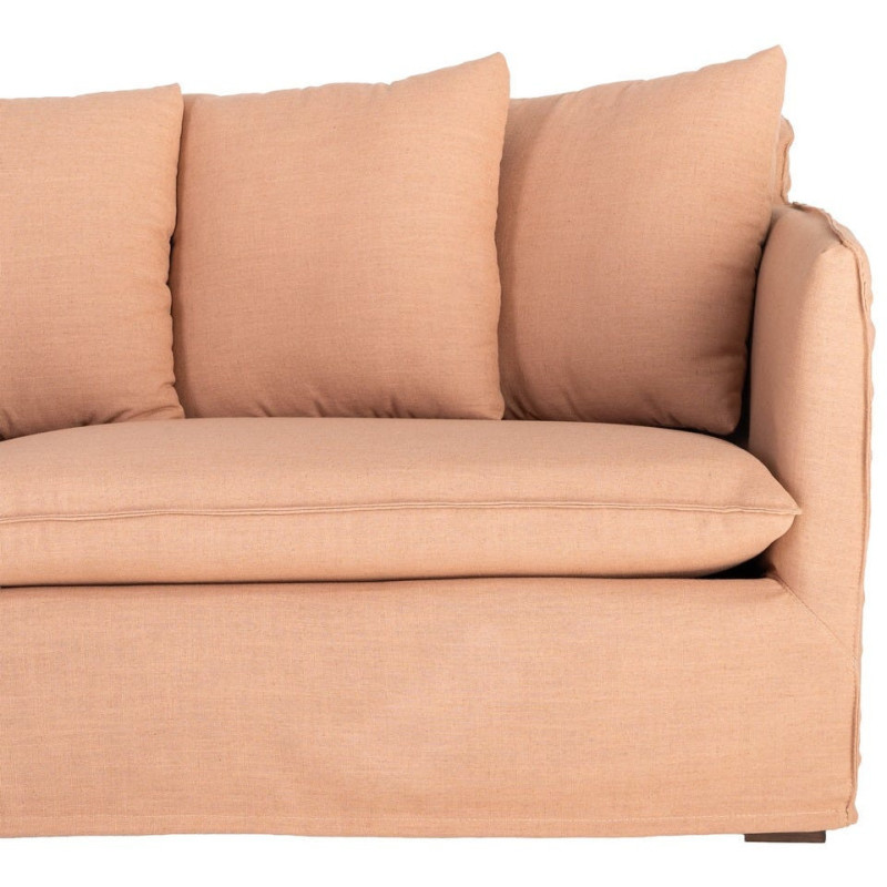 Canapé design contemporain Droit 3 places 215 cm Tissu Orange saumon Bois massi Nubéa 